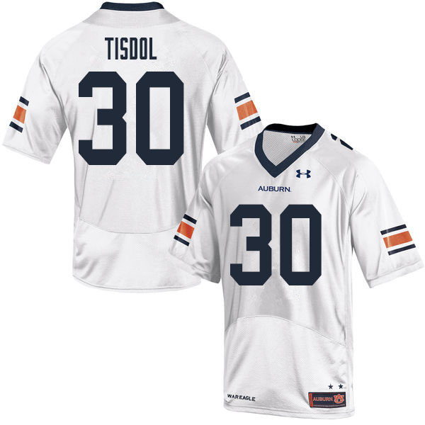 Auburn Tigers Men's Desmond Tisdol #30 White Under Armour Stitched College 2020 NCAA Authentic Football Jersey PDW0874AW